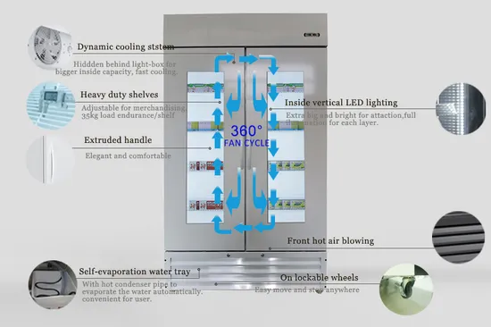 Upright Two-Door Glass Medical Lab Refrigerator LG-1000D